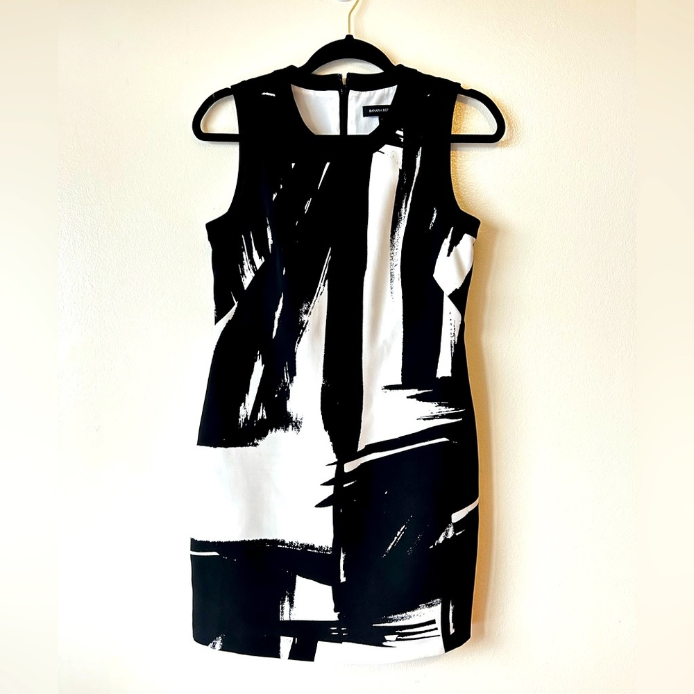 NWT Banana Republic 4P Abstract Black White Dress Career Work Office Sleeveless